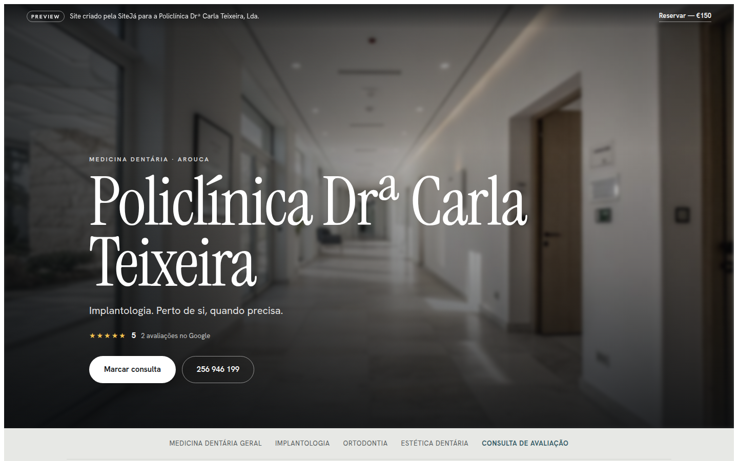 Site criado pelo SiteJá para Policlínica Drª Carla Teixeira, Arouca